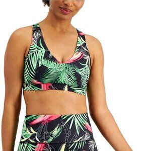 NWoT ID Ideology Women Strappy Back Padded Sports Bra Jungle Size XS $50 10HL142